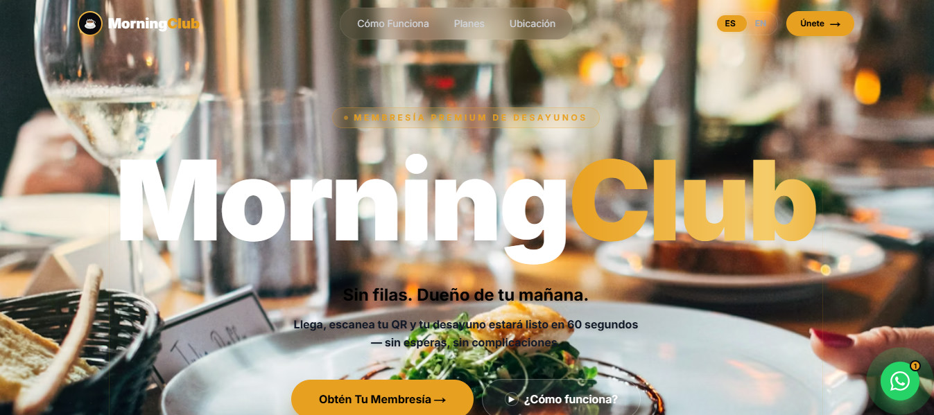 Plataforma de Membresía Premium "MorningClub" — Desayunos con Acceso QR — Desarrollo web por RPG Tech Solutions Ecuador